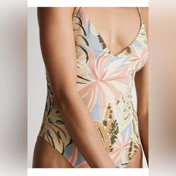 NWT Madewell Second Wave Tropical Leaf Print One-Piece Swimsuit - Picture 2 of 9